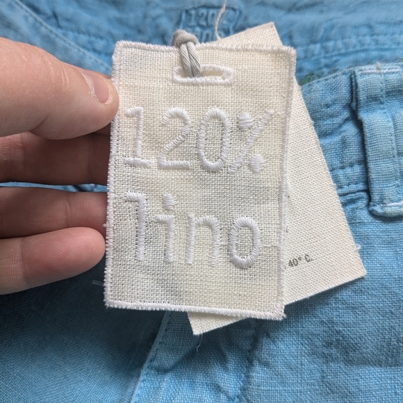 NWT 120% Lino Made In Italy Women Short 100% Linen Blue Size 42 Eur = Medium 32 - Picture 7 of 9